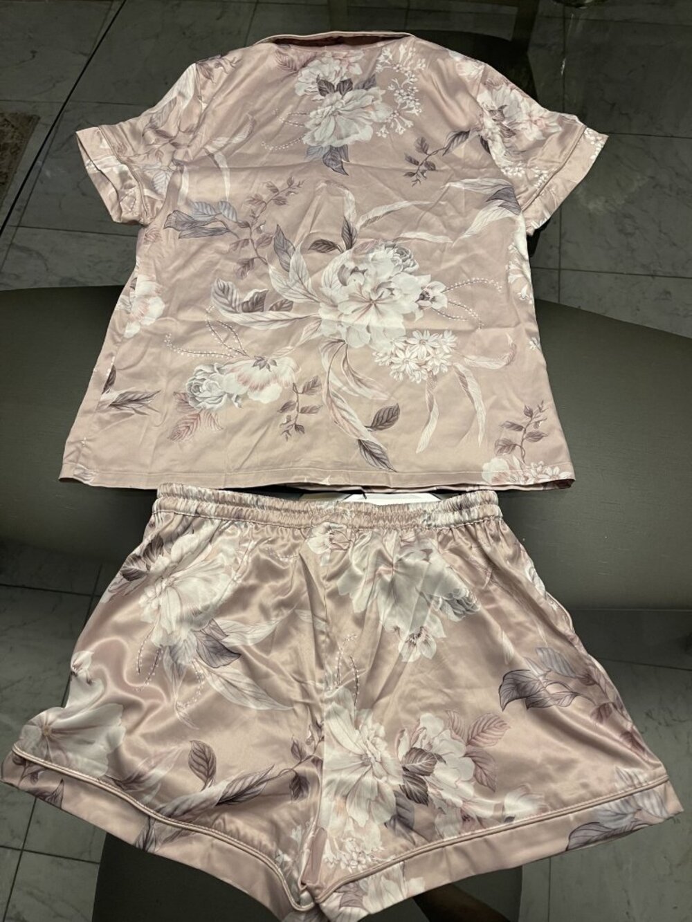 MJ x Le Rose Stories Blush Floral Satin Pajama Set NWT Sz S $148 Retail